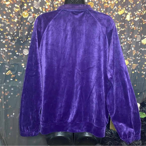 Purple velvet track jacket Size L No Brand Full Zip Velour Zipper Pockets - Picture 5 of 14